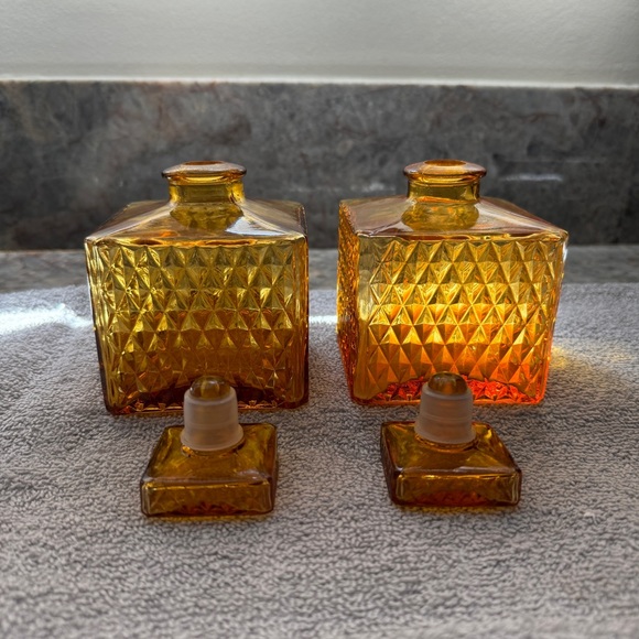 Vintage Amber Gold Glass | Made in Japan | 1 set (2 pieces) - Picture 5 of 6